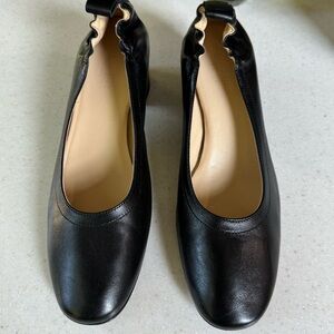Everlane The Day Heel Pumps Shoes Round Toe Black Italian Leather Size US 9